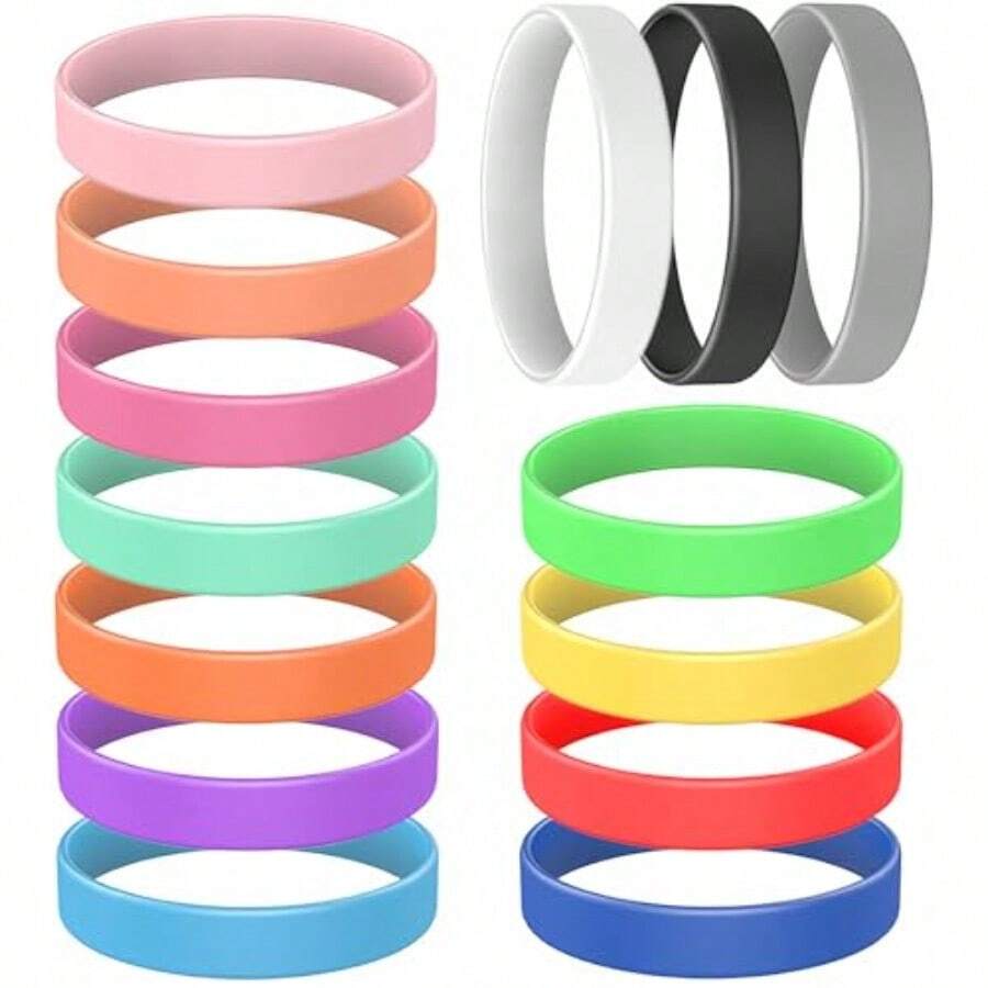 14 Pcs Rubber Bracelets Silicone Bracelet Men Rubber Wristbands 14 Color Mixed
