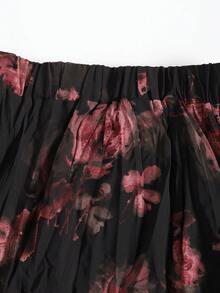 Women's Fashion Printed A-Line Skirt, Versatile & Flattering, Loose & Elegant - Black Powder - View 5