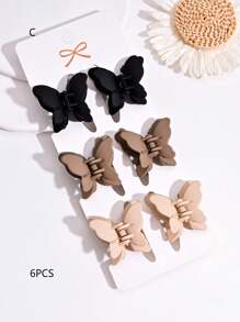 6pcs Vintage Butterfly Shaped Cute ABS Plastic Hair Clips, Colorful Hair Accessories Suitable For Side And Top Clip, Adorable Mini Hair Claws Beauty Claw Clips