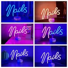 Luz de letreiro LED neon, luz de decoração para salão de beleza com base de toque, lâmpada de atmosfera para design de unhas