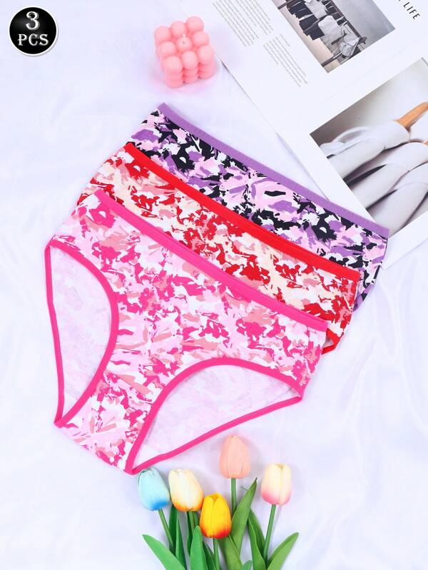 3-delige set damesondergoed met print, comfortabel en minimalistisch design