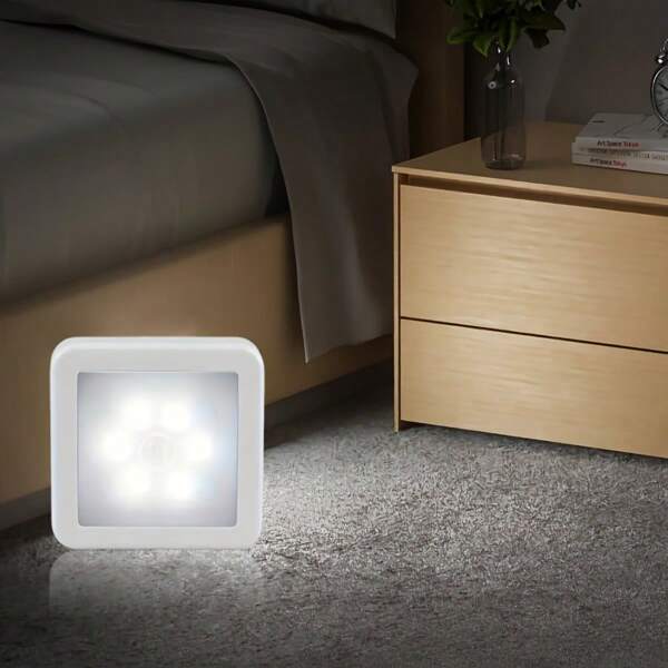 Lâmpada de sensor inteligente quadrada, luz noturna ativada por movimento, lâmpada de sensor inteligente para armário, corredor, casa