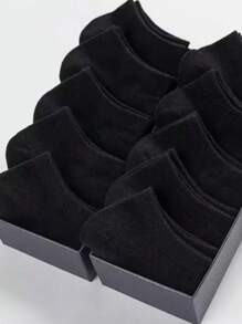 10 Pairs Men's Breathable Moisture-Wicking Solid Color Regular Ankle Socks