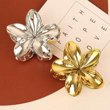 ​"Hairpin Bun - Silver/Gold Metallic Flower With Timeless Design"​ - Silver - View 7