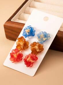 3 Paar minimalistische süße Acryl Blumen Ohrringe für Frauen