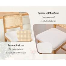 Chairus Kitchen Bar Stools Set Of 2 Upholstered High Chair In Linen Mid-Century Breakfast Counter Stool With Wooden Legs - White - View 3