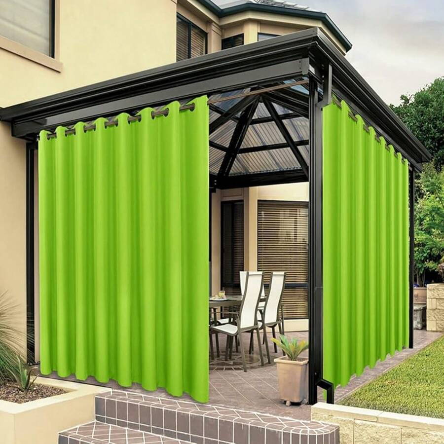 2025Hot-BONZER Waterproof Outdoor Curtains Patio, Premium Thick Privacy Weatherproof Grommet Outside Curtains Porch, Pergola, Cabana, 1 Panel, 54W X 84L Inch, - 綠色 - 查看 1