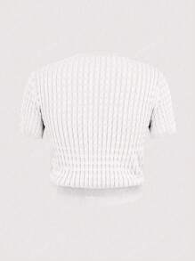 Cardigan a maniche corte in maglia con bottoni, scollo tondo, nuovo per la primavera/estate, per le donne, dal design semplice e minimalista, dal temperamento minimale, adatto per l'abbigliamento da pendolare