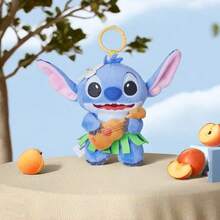 Miniso Stitch Summer Grass Skirt Plush Pendant, Cartoon Anime Plush Doll Keychain Pendant Doll Doll Gift, Bag Car Decor - Blue-grass Skirt - View 2
