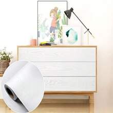 1 Roll White Wood Grain Self-Adhesive Removable PVC Wallpaper, Easy To Apply And Remove, Suitable For Kitchen, Bedroom, Living Room, Countertops, Furniture, Home Decor And Renovation Wall Paper Wall Stickers Room Decor Wall Decor Wall Sticker