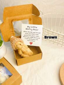 3 Stücke Mini Teddybär Geschenkbox mit Aufmunterungskarte für emotionale Unterstützung, süßes weiches Bären Geschenk für Geburtstag, Muttertag, Vatertag, Valentinstag, Familie, Freund Geschenk