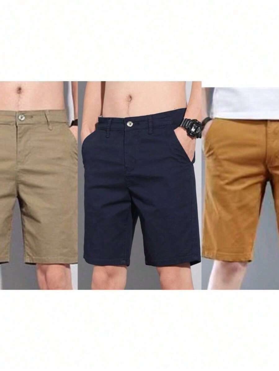 Kit 3 Men's Twill Bermuda Shorts - Camel - View 1