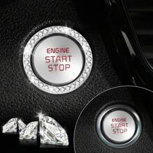 2 Stücke mit Strass verzierter Startknopf-Dekorationsring für das Auto, glitzerndes Auto-Innenausstattungs-Accessoire für Frauen, Startknopf-Abdeckung/-Aufkleber, Schlüssel-Zündung & Knauf-Glitzerring, bunt