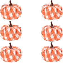 6/8 Stücke bunter karierter Stoff Schaum Künstliche Kürbis Set, beinhaltet 2 verschiedene Farbstile mit je 8 künstlichen Kürbissen, geeignet für Herbst Erntefest Dekoration, Halloween Feiertags Deko, Party Requisiten, zum Selbermachen