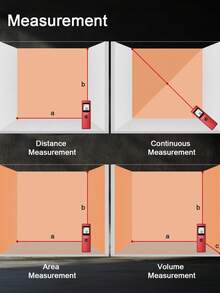 WELLRAY 激光测量工具英尺/英寸/英尺-英寸单位 165 英尺测量数字手持激光测距仪家居装修包括 2 节 AAA 电池激光卷尺室内设计家具安装