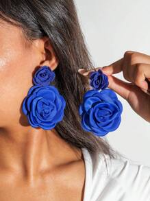 imoli 1 Pair Minimalist Versatile Spring/Summer Polyester Floral Pendant Earrings, Elegant & Romantic, Suitable For Daily Wear And Any Occasion, Perfect Gift