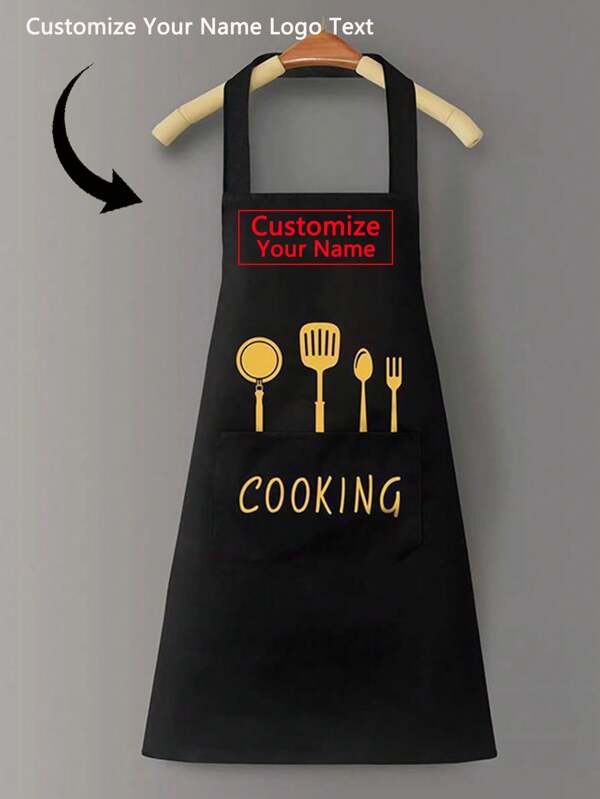 Individuell bestickbare Schürze mit Namen & Logo, Kochschürze für Küche, Bäckerei, Café Personal, Catering Service