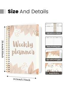 BUBU A5 Academic Daily Weekly Planner, + Index Stickers, Undated Minimalist Daily Planner Notebook With Time Slot Layout, Task Management, Wellness Logs, Balanced Work & Life, Back To School, Office School Supplies