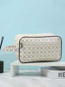 Bolso de mano, bolso de muñeca, bolso de tocador para hombre de gran capacidad, impermeable y ligero, adecuado para universidad, negocios, viajes, de piel de estilo retro y sencillo. Regalo perfecto para Navidad, Día de San Valentín, primavera o verano