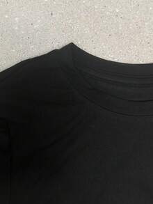 1pc Hail Santa Holiday Pentagram Christmas Lights Metal Women's Fashion Short Sleeve T-Shirt, Y2K Clothes, Back To School Clothes, Vintage Clothes, Street Wear, Rock, Holiday, Vacation, Festival, Summer Tops - 黑色 - 查看 6