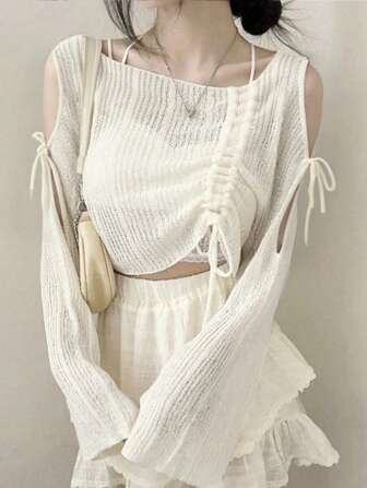 2025春秋新款女式露肩长袖上衣