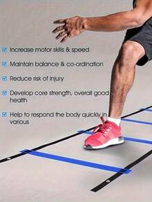 1pc Agility Ladder, Popular Football Training Sports Equipment, Agility Speed Ladder, Agility Ladder, Hop Ladder, Jump Rope, Gym, Sport, Gym, Home Exercise, Sport Accessories, Gym Accessories, CrossFit Accessories - Blue - View 2