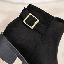 Neue Damen Ankle Boots für Herbst/Winter, modische vielseitige mittlere Absätze rutschfeste flache Reißverschluss sexy Schnallen Schuhe