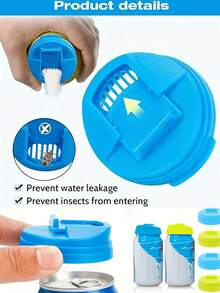 12/6 /3 件多色汽水罐盖 - 防漏可重复使用的塑料饮料保护器适合标准 2.4 英寸罐，易倾倒防溢塞，饮用无杂乱，汽水罐盖，有趣而充满活力的风格，多种颜色，彰显个性化 - 彩色 - 查看 7