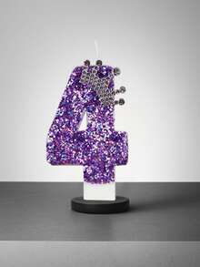 1 件蛋糕装饰数字 0-9 插入物、派对氛围配件、紫色闪光银皇冠数字蜡烛，适用于生日蛋糕、圣诞节 - 紫色 - 查看 21