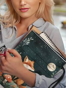 1 Pc Fox & Moon Theme Book Cover With Zipper, Soft Book Sleeve, Paperback Book Protector, Book Jacket, Book Bag, Washable Book Pouch With Front Pocket, Multi-Functional Book Storage Bag Suitable For School, Students, Teachers, Book Lovers - Single Piece - View 5