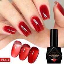 FOUR LILY 10ml 玻璃果冻凝胶指甲油 - 琥珀红透明指甲凝胶，可卸除 UV LED 持久凝胶，适用于 DIY 美甲设计 - 彩色 - 查看 10