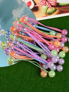 10/14/20pcs Set AB Color Beads Double-Ended Hair Scrunchies, Y2K Fairy Grunge Style Hair Accessories For Girls/Women, Suitable For Casual, Party, Shiny Decoration ,Hair Rope Ponytail Head Accessories