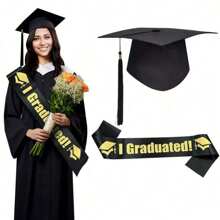 1 طقم قبعة وشريط التخرج الدكتوراه، ديكور إكسسوار للتصوير في حفلة المدرسة وطقوس التخرج