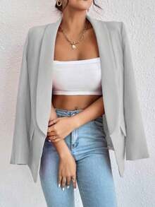 Women's Tailored Blazer, Long Sleeve, Maxi Length, Overcoat, Fully Lined. Carnival 2024.  Carnival. Women's Blazer, Lapel Collar, Formal, Suit, With Buttons, Vibrant Colors, Elegant, Formal, Modern, Tailored, Blogger Style, Chic, Sophisticated, Modern, Fashion, Party, Overcoat, Slim Fit, Coat Blouse, Jacket, Parka, Puffer Jacket, Suit, Knit Vests, Winter Coat, Sweatshirt, Women's Tailored Blazer Maxi Blazer Formal Coat Women's Tailored Blazer Formal Coat With 6 Buttons Beautiful Super Fashion, Women's Blazer, Fashion, Haute Couture, Fitted Blazer With Buttons In Bengaline Elastane Formal, Women's Neoprene Jacket Blazer Formal Suit Provides Blazer, Women's Blazer Tailored Jacket Maxi Long Overcoat Formal Coat With Button, Women's Maxi Tailored Blazer New Long Formal Coat, Women's Maxi Blazer Tailored Jacket Suit Slim Fit Launch, TOP TOP Blazer. - 灰色 - 查看 4