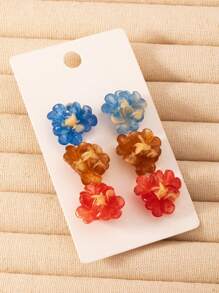 3 Paar minimalistische süße Acryl Blumen Ohrringe für Frauen
