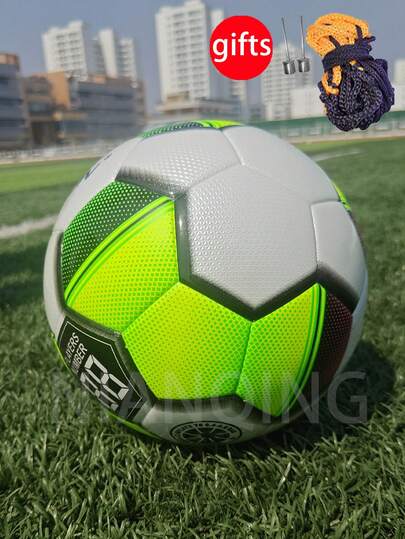 1pc New High-End No.5 Football With Thickened PU Leather, Anti Slip, Wear-Resistant, High Elasticity, Seamless Hot Bonding Technology Suitable For Adult And Youth Training And Competition. Professional Soccer Balls Comes With Free Ball Needles And Nets (Non Inflatable Shipping)
