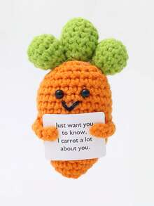 1个手工钩织可爱娃娃摆件，附赠卡片，适用于盆栽植物、卧室、办公室、客厅、家居、景观、汽车、窗户等场所，毛绒娃娃，积极向上，针织填充动物，钩织毛绒娃娃礼物