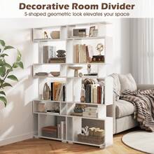 Lifezeal 6-Tier Storage Bookshelf S-Shaped Geometric Bookcase With Anti-Toppling Kits