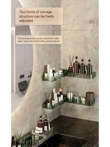 Estantería de esquina de alta gama minimalista y de lujo, de un solo estante, de estilo minimalista, con patrón de estrella, ideal para baño, sin instalación requerida. Solución de almacenamiento perfecta.