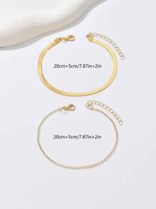 Conjunto de 2 tornozeleiras com corrente plana dourada, ideal para presentear mulheres, namoradas e mães em viagens e feriados
