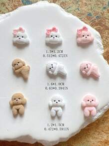 30 Pcs Cute Teddy Dog Shaped Resin Nail Art 3D Decorations