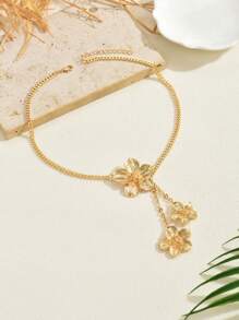 1 Stück Minimalistischer Mode Metall Blumen Anhänger Halskette für Frauen, vielseitiger Schmuck für Sommerreisen, Dates, Musikfestivals