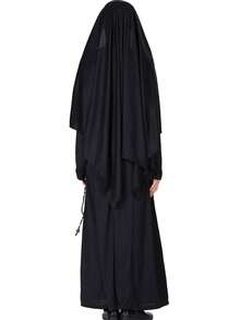 Adult Medieval Cross Nun Dress Vintage Renaissance Female Religious Costume Halloween - Black - View 6