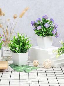 4 件/1 件小型假植物迷你人造植物带花适用于家庭房间办公室农舍浴室桌架室内装饰婚礼派对春季装饰。 - 彩色 - 查看 5