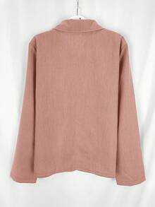 Women's Casual Solid Color Lightweight Jacket - Pink - View 3