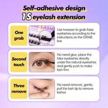 [39Pcs]GENIELASH Glue-Free Feather Eyelash For Beginner Self Adhesive Eyelashes Natural False Eyelashes No Need Glue