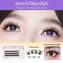 [36Pcs]GENIELASH Glue-Free Cross Eyelash For Beginner Self Adhesive Eyelashes Natural False Eyelashes No Need Glue