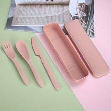 [3-In-1 Portable Camping Utensil] 3 In 1 Camping Utensil Set, Reusable Utensils Set With Case, Travel Utensils, Portable Utensils Set, Plastic Case For Travel Picnic Camping Or Daily Use