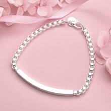 Exquisite 1pc 925 Silver Plated 8 Inches 4MM Box Chain Hip Hop Bracelet For Women Men Fashion Luxury Gift Party Charm Jewelry - Silver - View 1