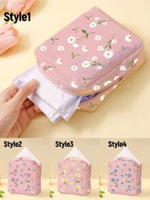 Large Capacity Sanitary Napkin Storage Bag, Multi-Functional Portable Storage Box, Coin Purse And Mini Cosmetic Bag, Nursing Pad Holder, Tampon Bag, Feminine Product Bag, Casual Style, Polyester Material, Perfect Storage Solution And Good Gift